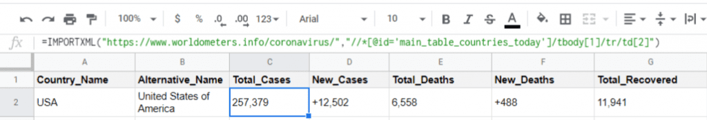 Cori ImportXML Formula